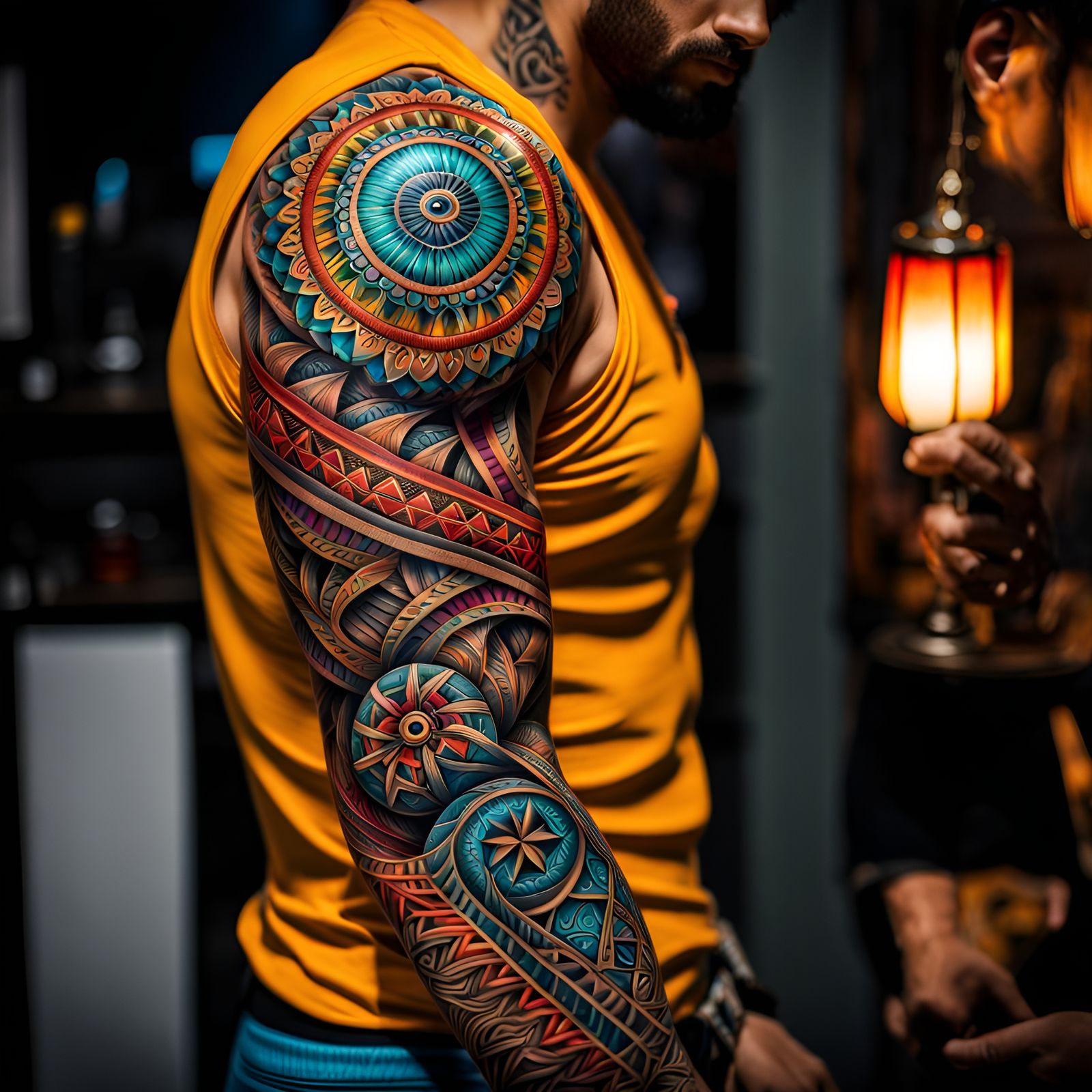 Full Arm Sleeve Tribal Tattoo(Continued)
