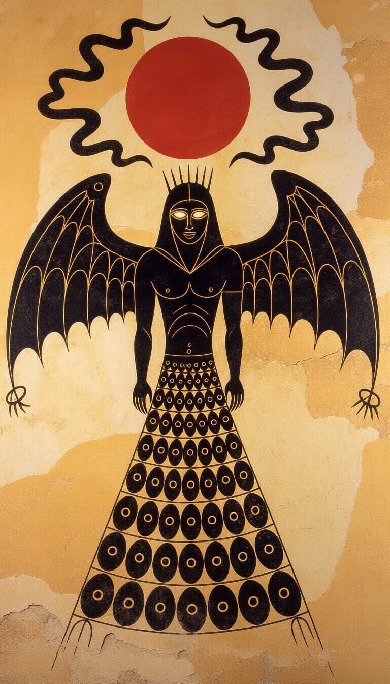 Paleolithic Cave Art of a Winged Figure