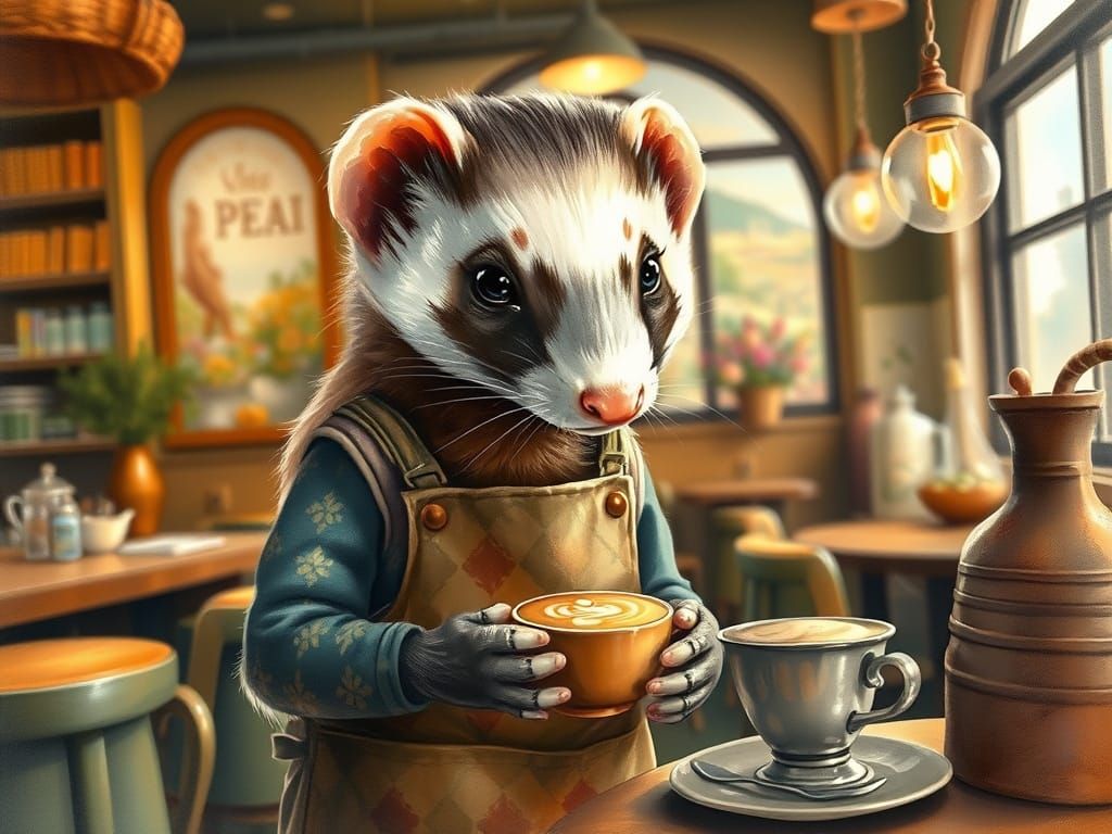 Ferret in Cafe