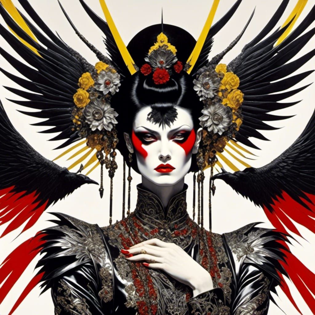 Stylized Figure with Kabuki and 80s Vogue Elements