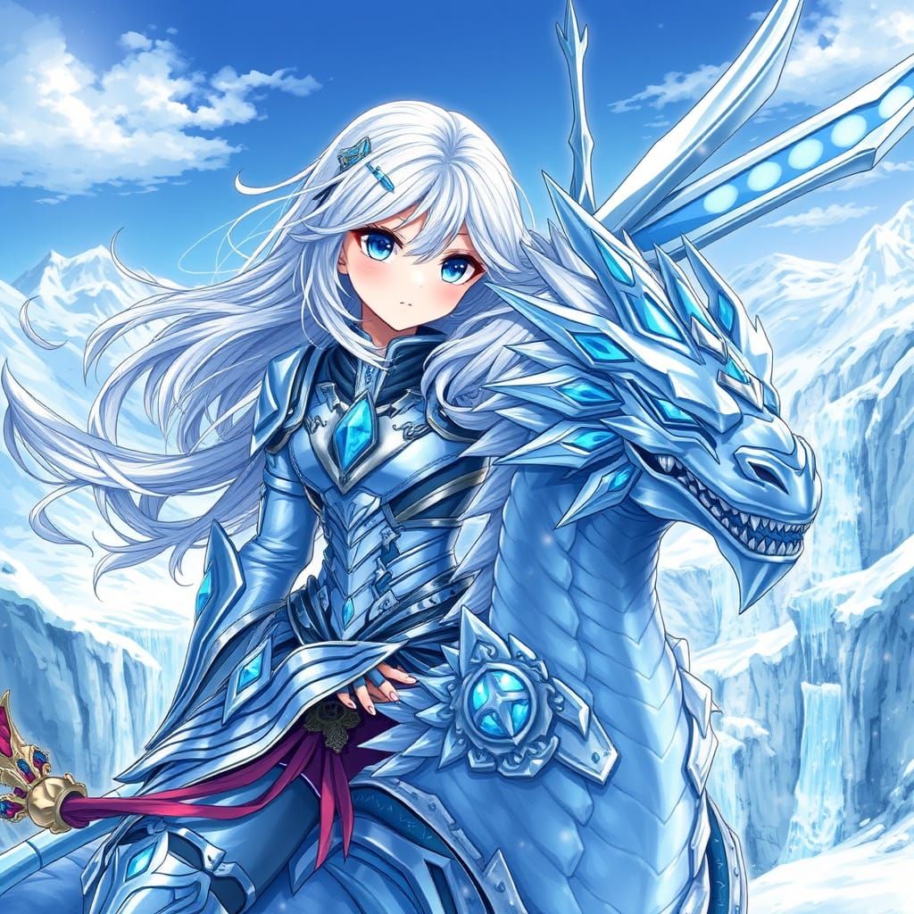 Ethereal Winter Knight on Majestic Ice Dragon