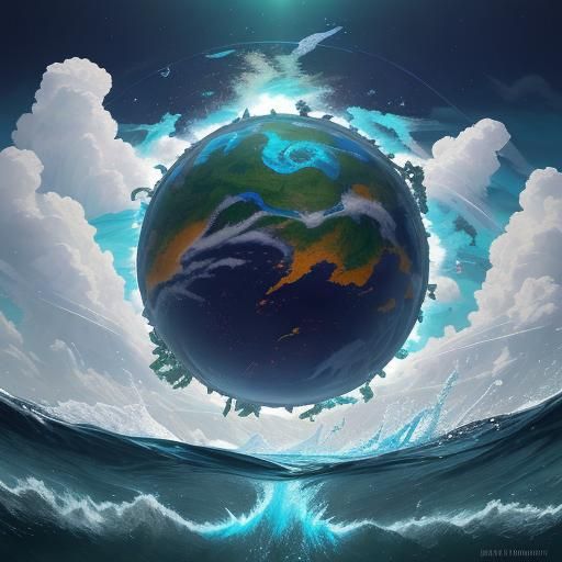 Underwater Volcano Eruption in Expressionist Style