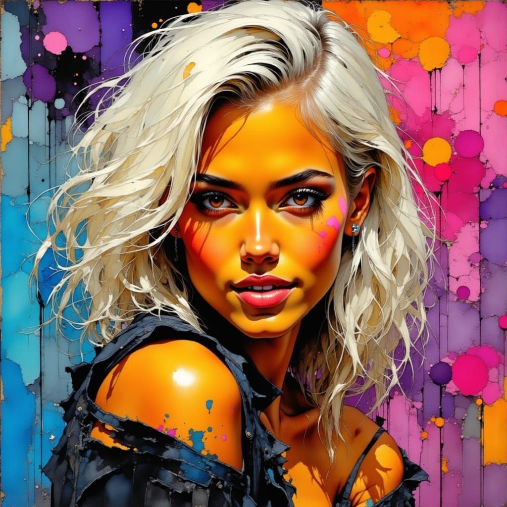 Graffiti Street-Art Portrait with Painterly Textures