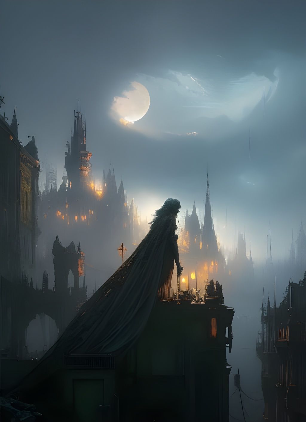 Dark Fantasy Masterpiece: Gritty Watercolor Horror