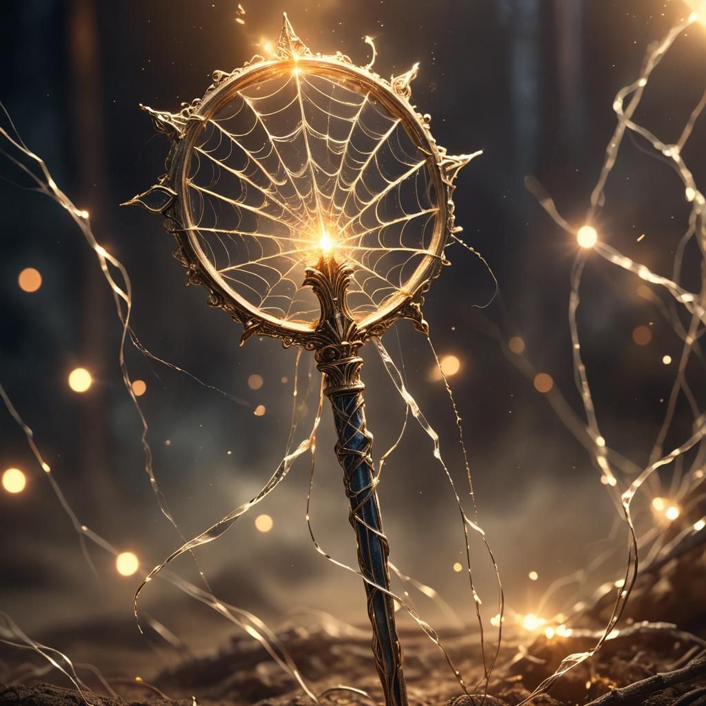 Glowing Web Wand Fantasy Illustration