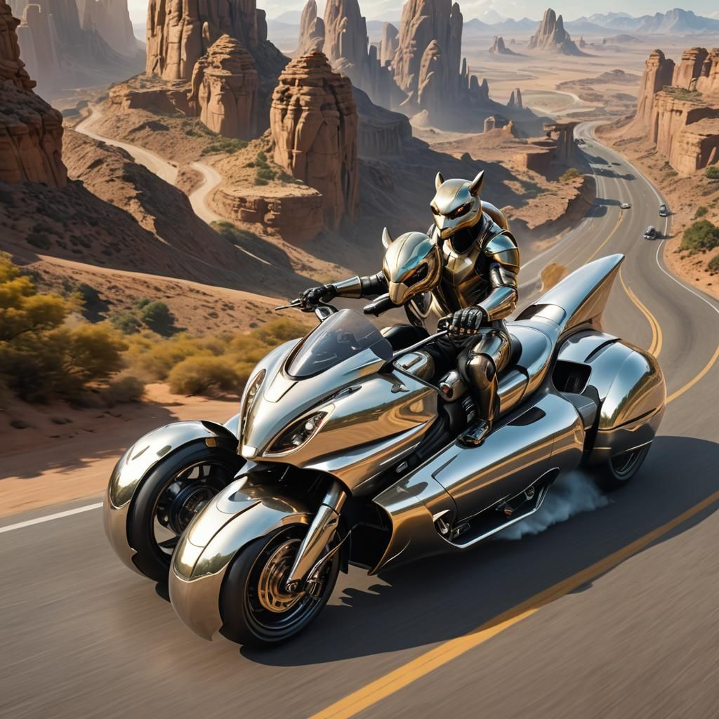 A wizard riding a futuristic motorcycle.👉🌿cobraMobile: a F...