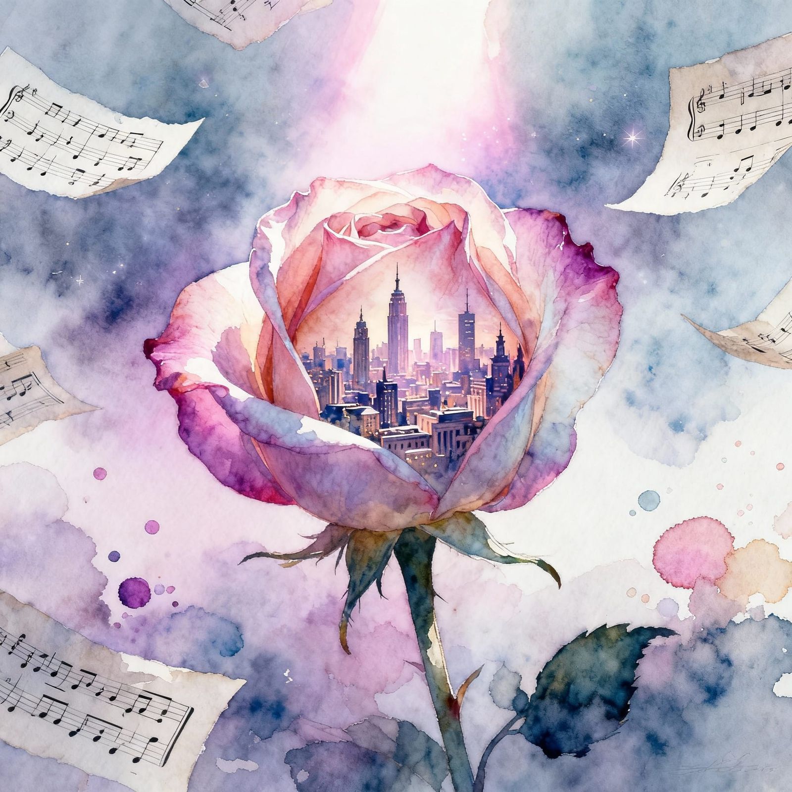 Rose Unfurls to Reveal Miniature Cityscape in Dreamy Waterco...