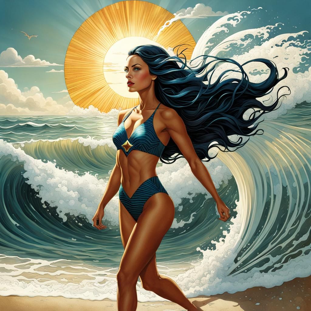 Superwoman at the beach