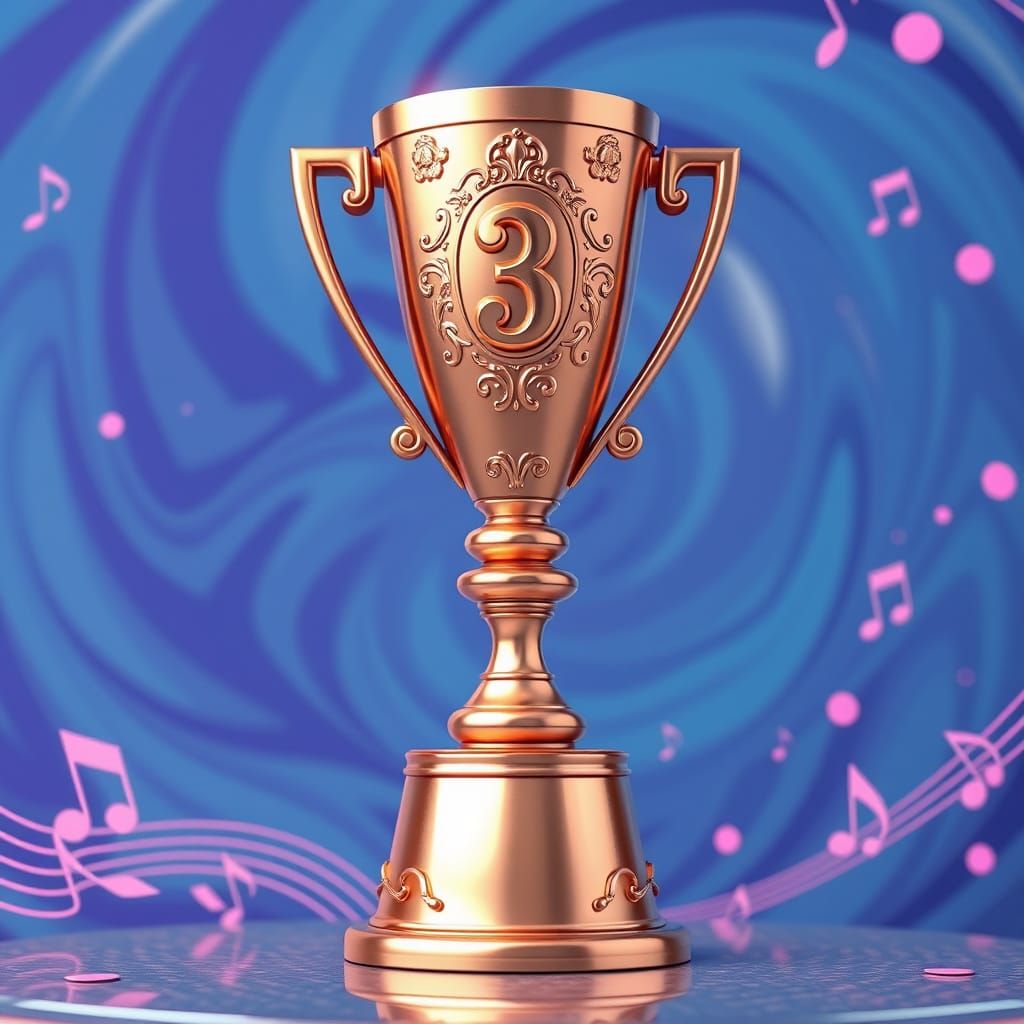 Copper Victory Trophy in a 3D Rendered Style