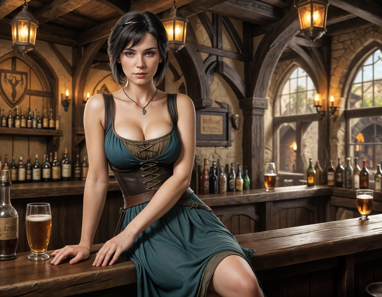Medieval Woman at Inn in Fantasy Art