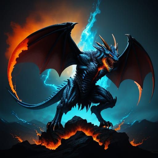 Cinematic Prehistoric Dragon Amidst Blazing Inferno