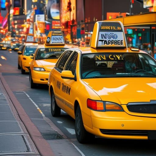 New York City Taxis in Professional Photography Style