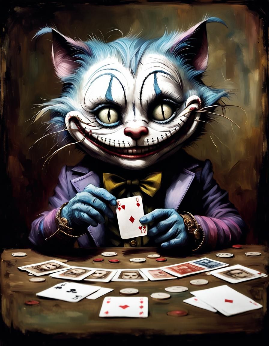 Cheshire Cat as Joker in Surrealist Portrait