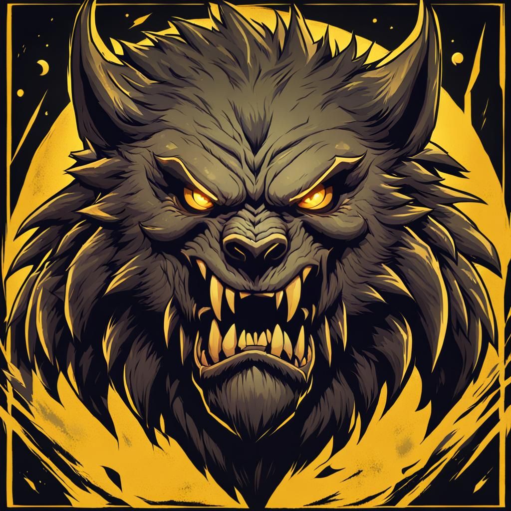 Monstrous Werewolf Character Portrait Icon
