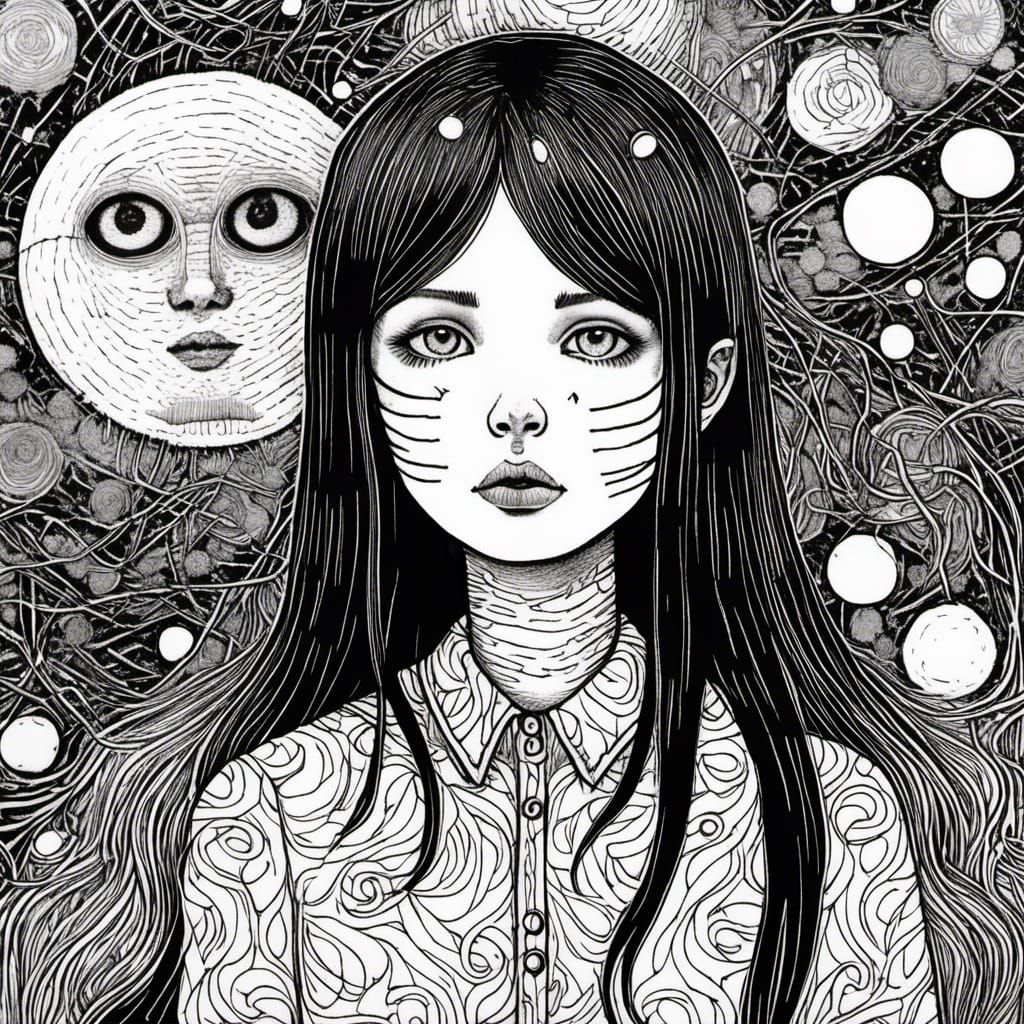 Art Brut Girl in Pyrography Style