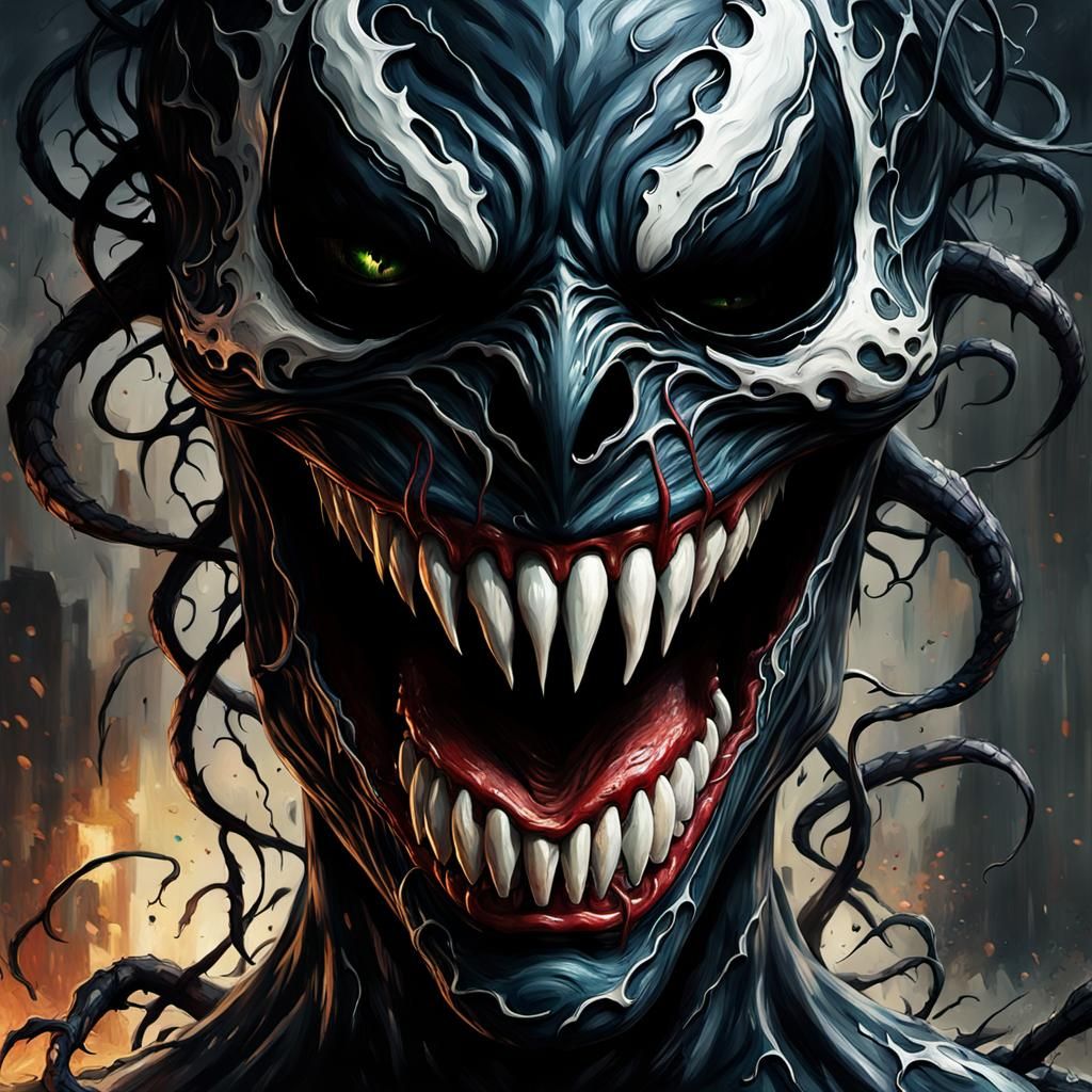 Grotesque Venom Symbiote in Gothic Impressionist Style