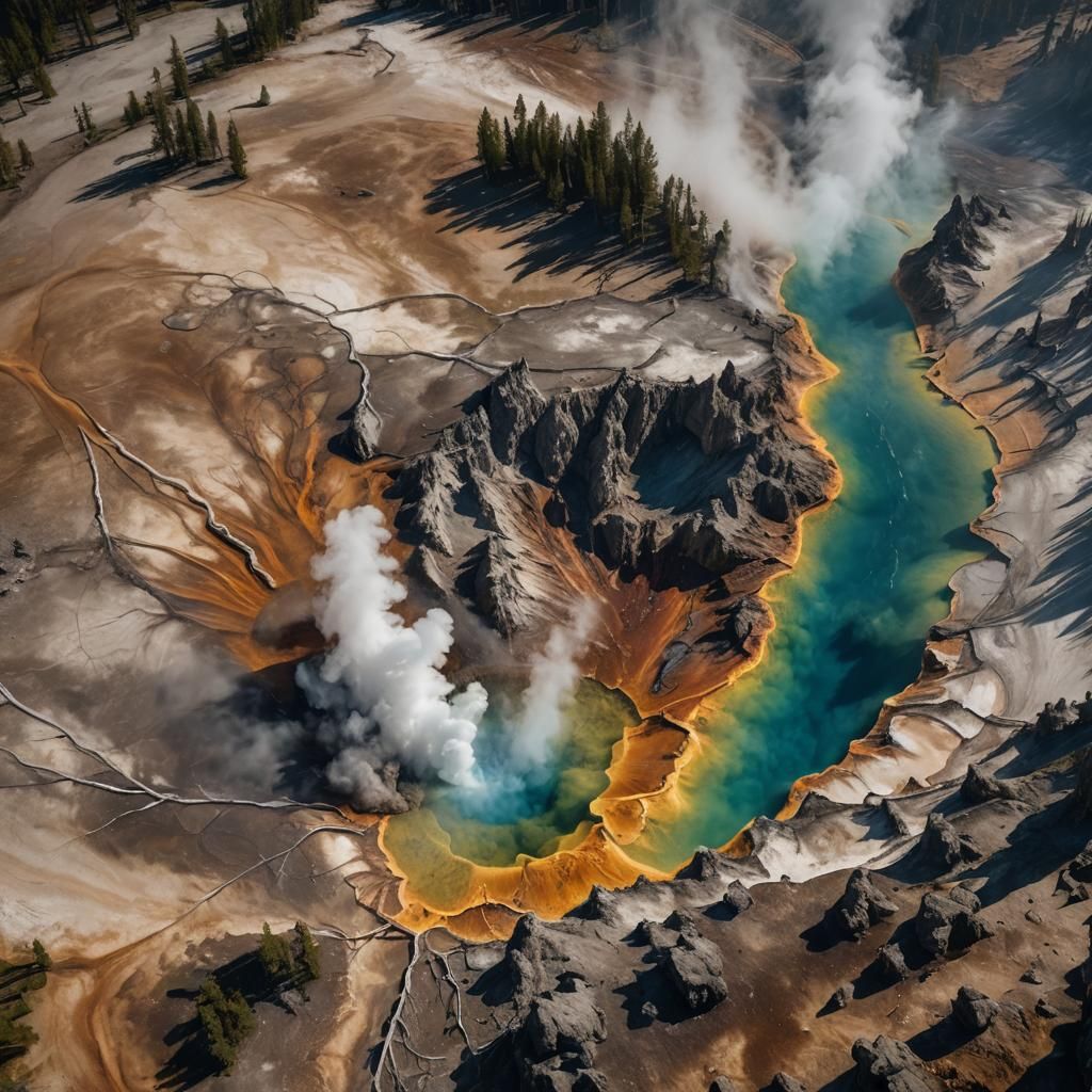 Yellowstone Geyser in Detailed Matte Painting Style