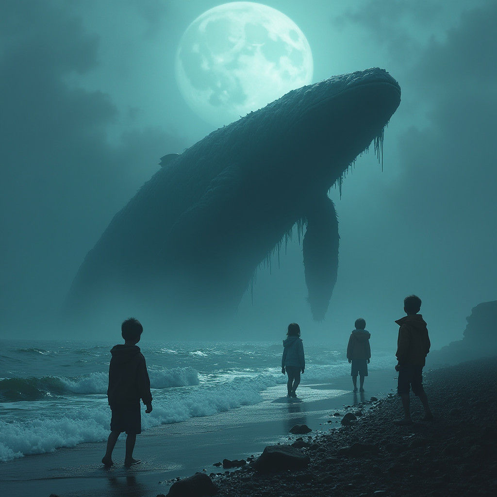 Ominous Silhouette Emerges from Sea in Fantasy Art