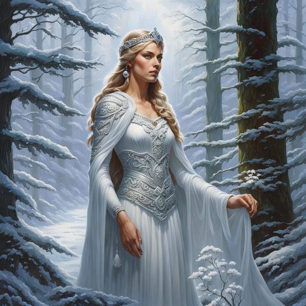 Frost Maiden in Winter Forest Glade