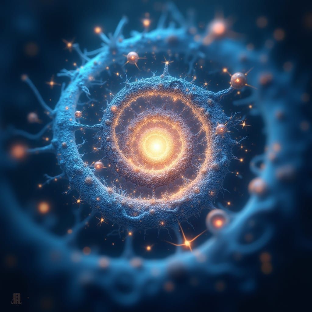 Hypnotic Blue and Gold Spiral in Psychedelic Style