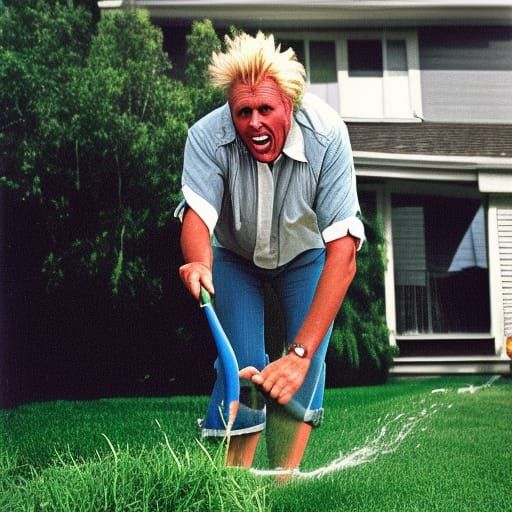 Gary Busey Lawn Rampage in Retro 70s Style