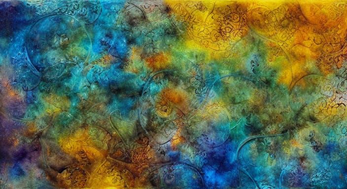 Surreal Alien Alcohol-Ink Wash Painting with Soft Textures