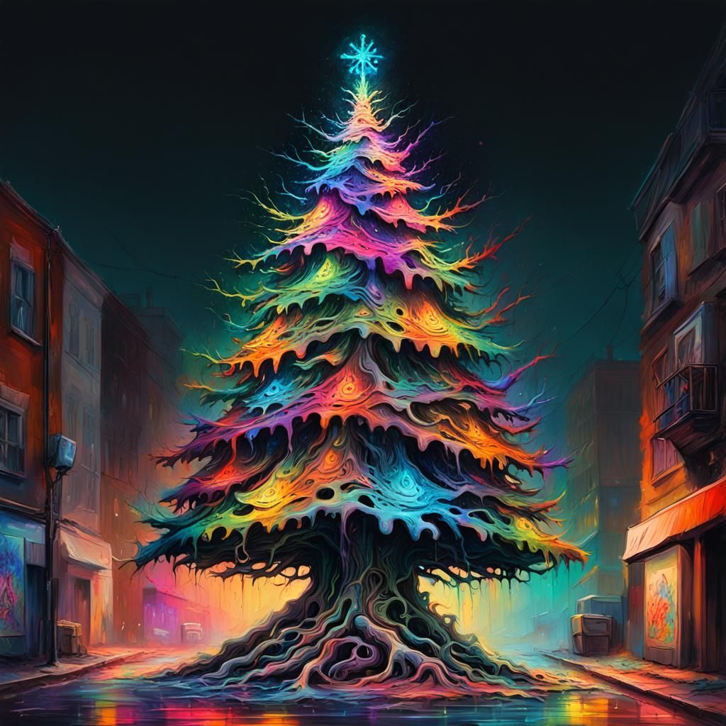 Unconventional Bone Christmas Tree in Graffiti Art Style