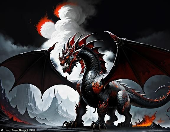 Fiery Dragon in Dynamic Fantasy Art Style