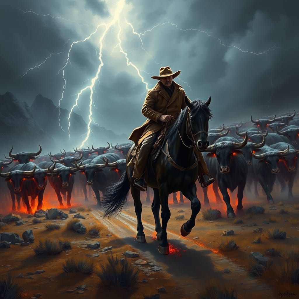 Mysterious Cowboy Meets Ghostly Cattle in a Stormy, Supernat...
