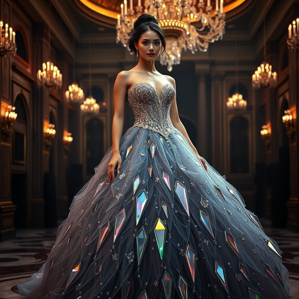 Ethereal Ballroom Goddess in Crystal Gown