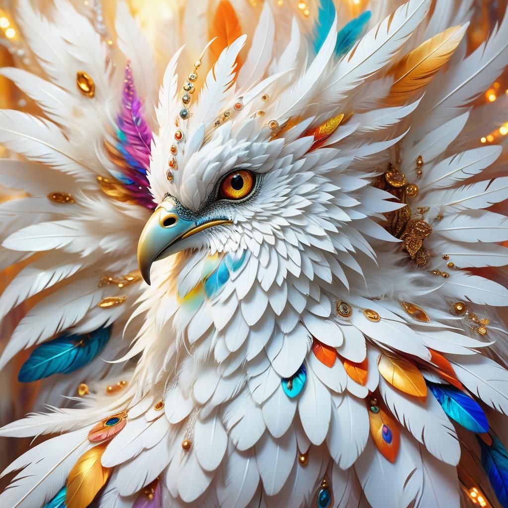 Intricate White Creature in Whimsical Sci-Fi Environment