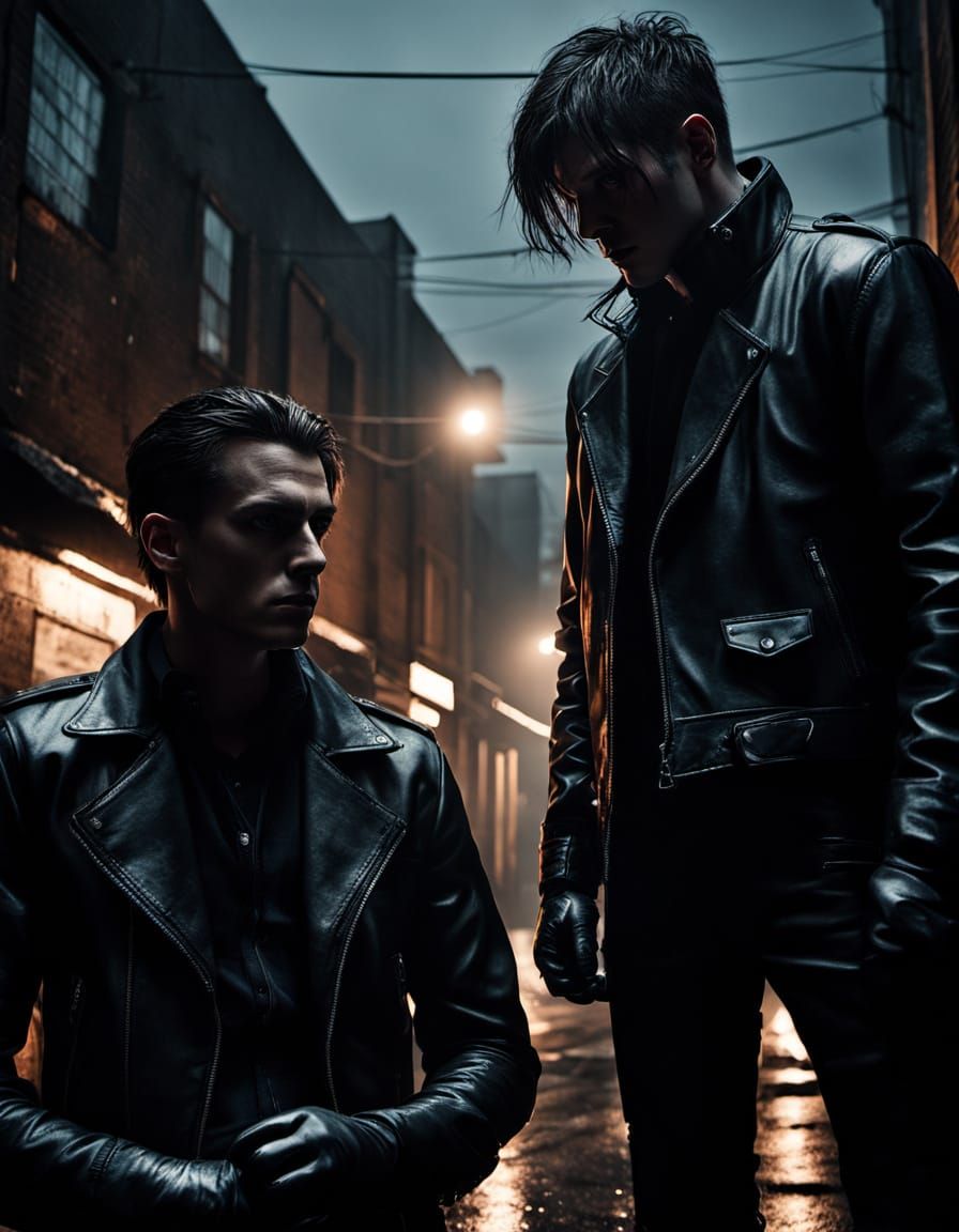 Bikers in Leather Attire