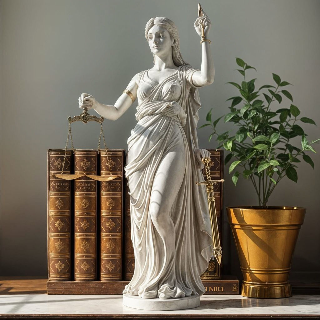 Lady Justice Statue in Elegant Setting