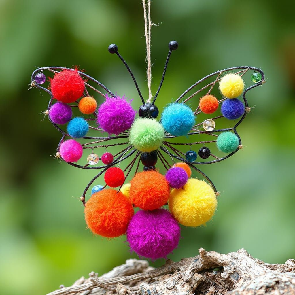Butterfly String Art with Pom-Poms