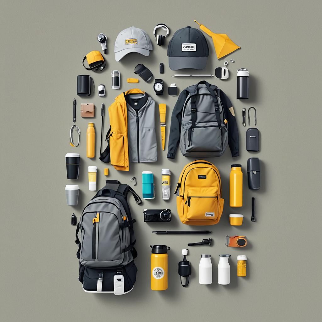 Flat Design Still Life with Travel and Work Items