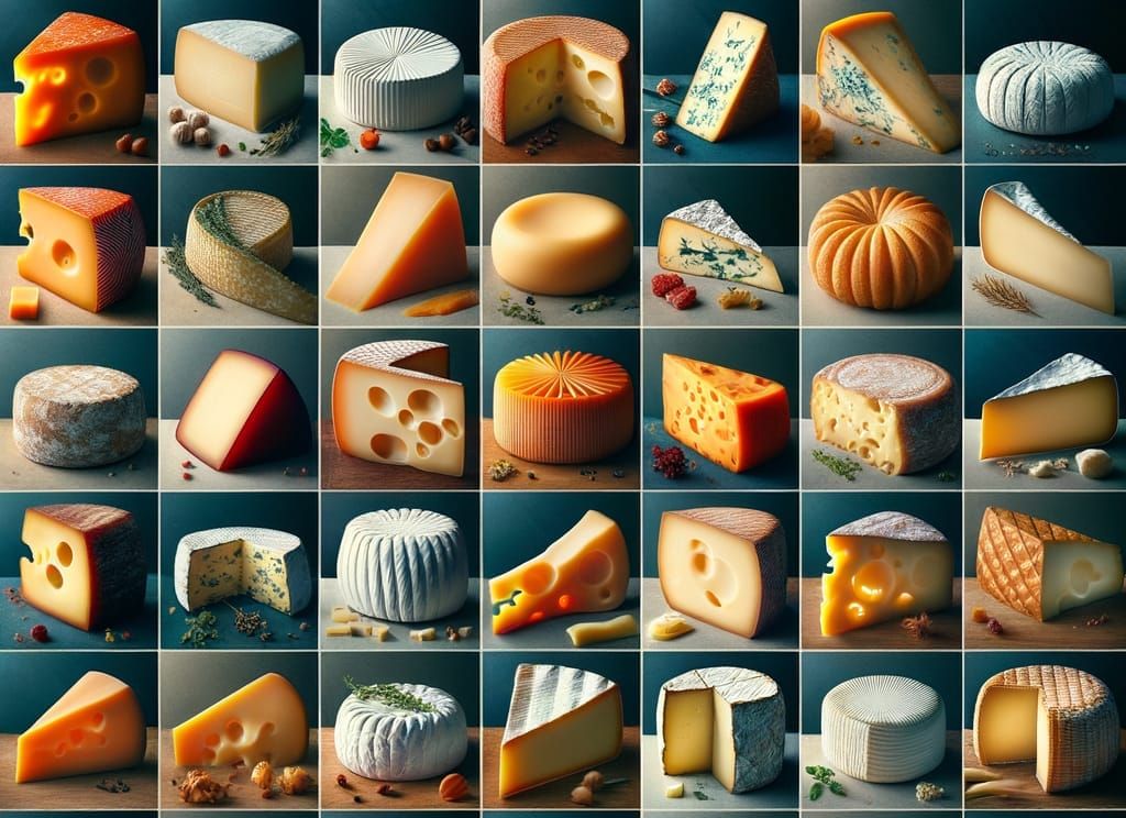Diverse Cheese Slices Photographed in Natural Light