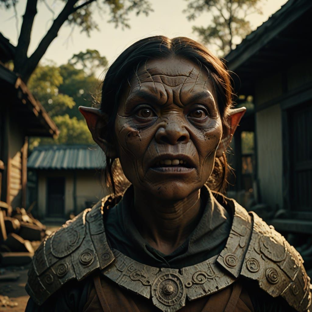 Stunning Filipino Female Golem Horror Creature Portrait in H...