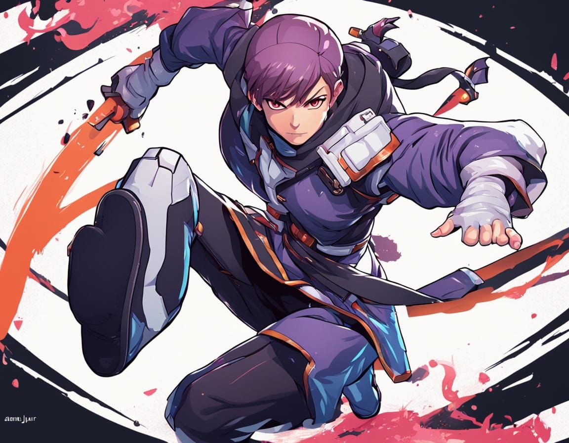 Anime-Style General in Fighting Stance