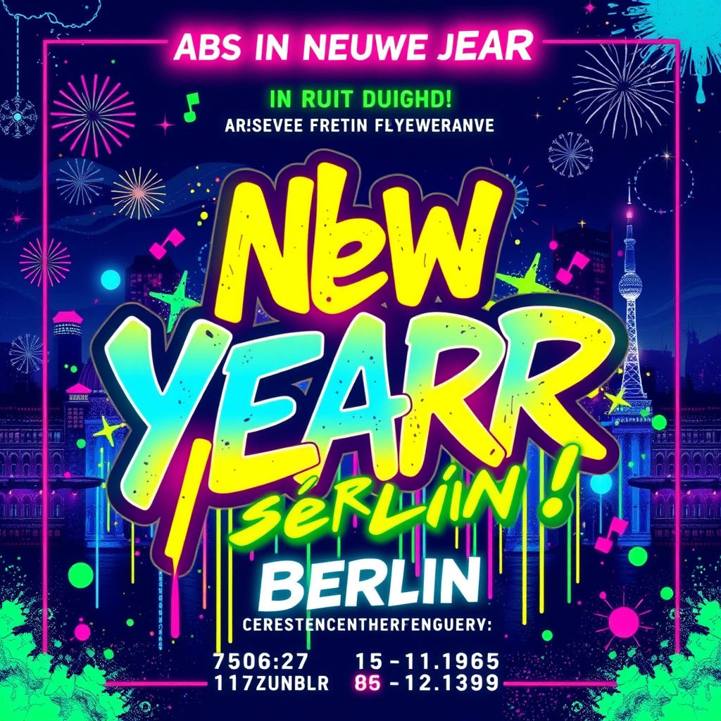 Berlin New Year's Eve Party Flyer in Graffiti Art Style
