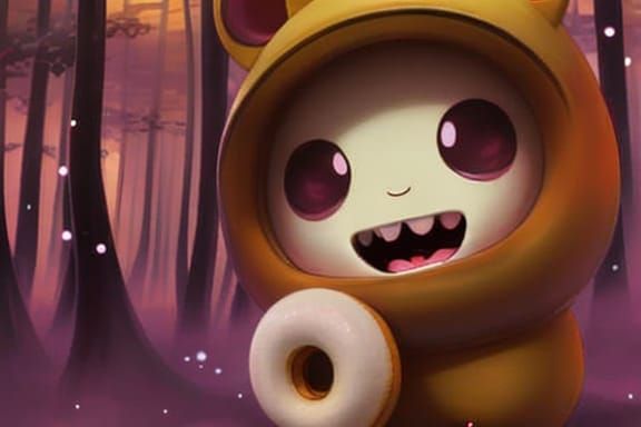 Chibi Donut Character in Studio Ghibli Style