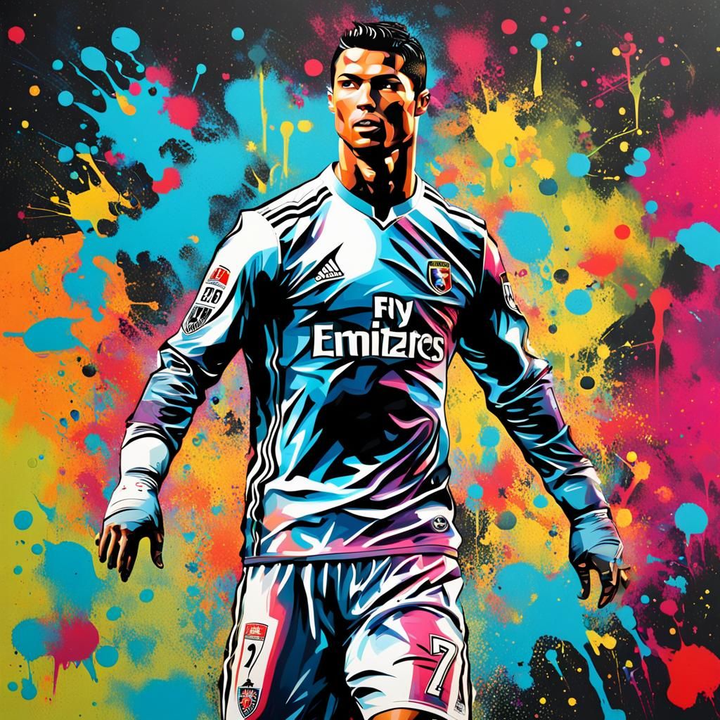 Cristiano Ronaldo Robot in Graffiti Art Style