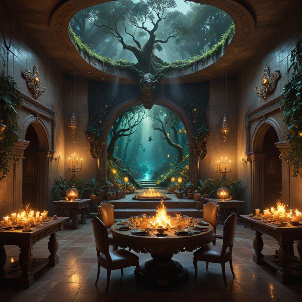 In the heart of an ancient Aztec city, under the golden light of a fading sun, a hidden sanctuary lies nestled between t...