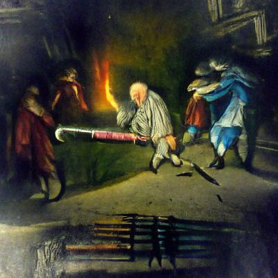 Frightened Old Man Robbed: Impasto Storybook Illustration