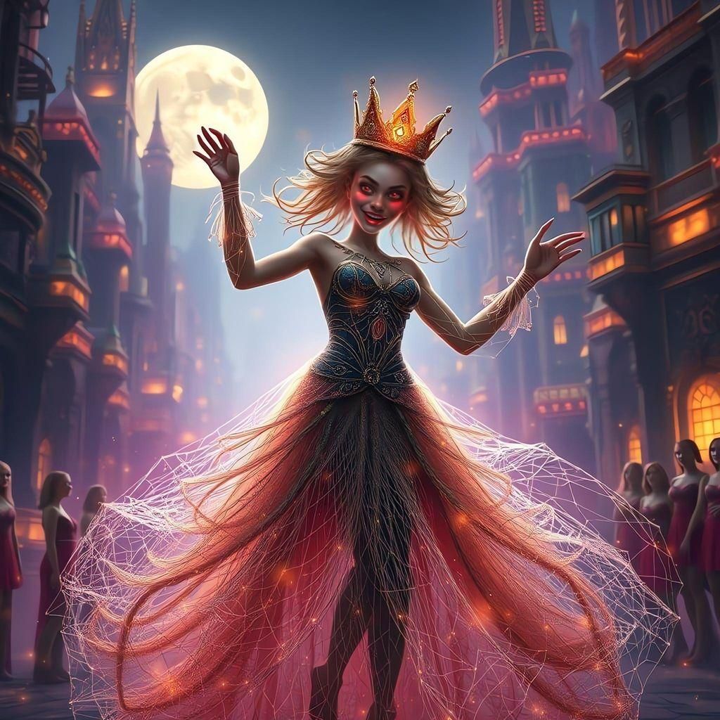 Spider-Centaure Princess Dancing in Web City