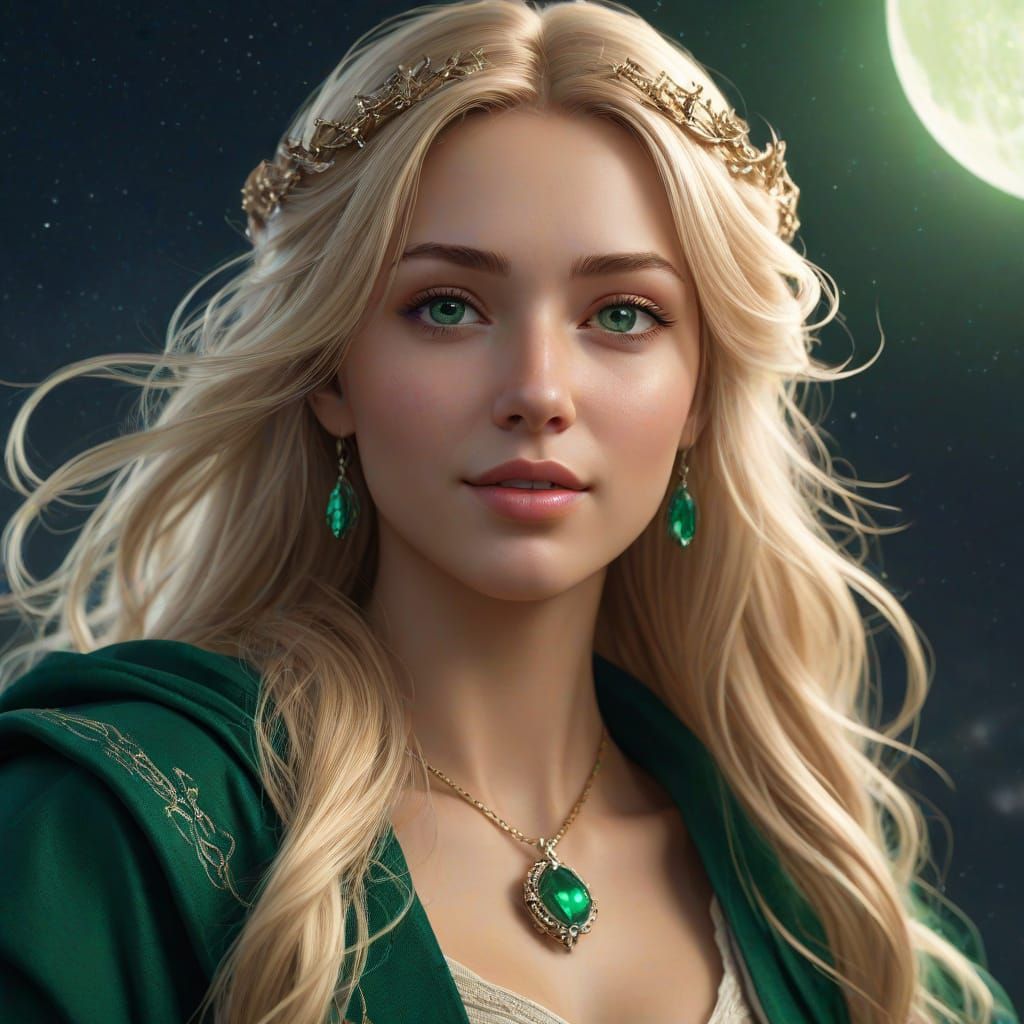 Norse Goddess Under Full Moon