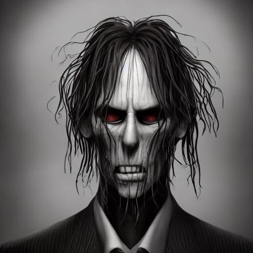 Faceless Man in Tattered Suit: Hyperrealistic Concept Art