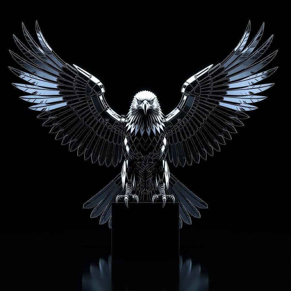 Stainless Steel Mechanical Eagle in Photorealistic Concept A...
