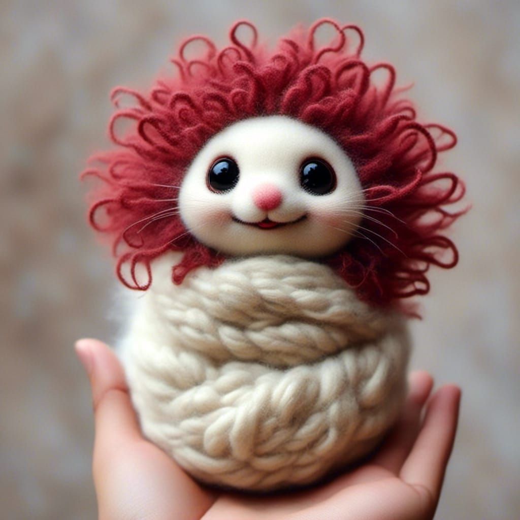 Cute Woolen Mouse-Bird with Big Eyes