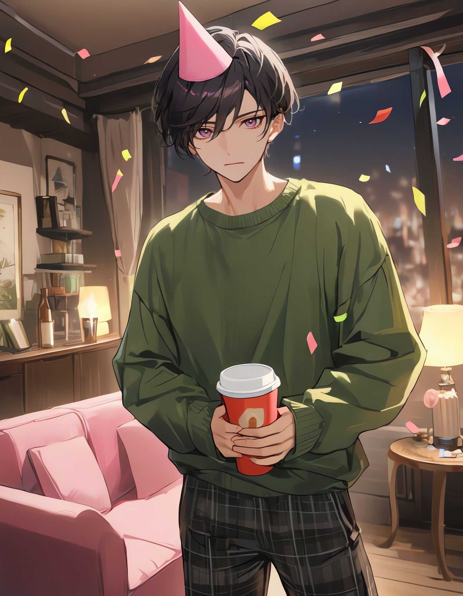 Bored Cowboy in a Pink Party Hat