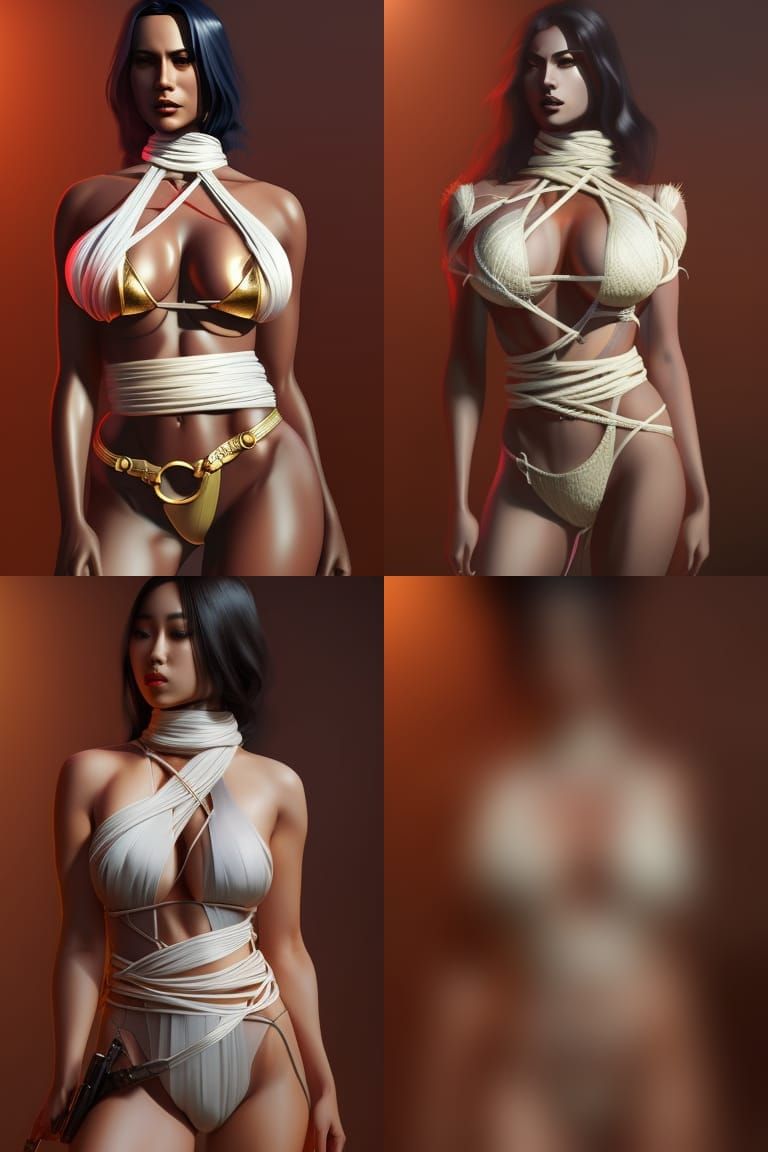 Shibari Full Body Portrait with Dynamic Lighting